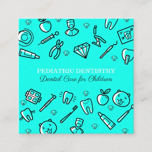 Teal Pediatric Dentistry Dental Care for Childs Square Business Card