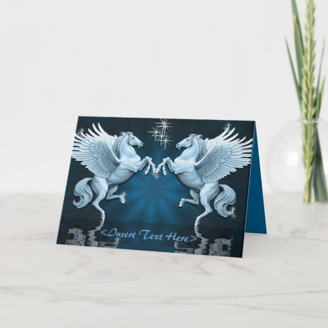 Teal Pegasus Reflections Greeting Card (Front)