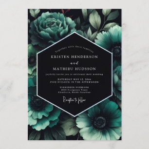 Teal Penumbral Bloom Wedding Invitation