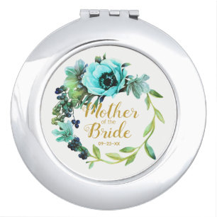 Teal Peony Wreath Mother of the Bride ID456 Vanity Mirror