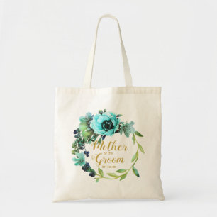 Teal Peony Wreath Mother of the Groom ID456 Tote Bag