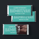 Teal Personalized Girls Bat Mitzvah Hershey Bar Favors<br><div class="desc">Custom Bat Mitzvah Hershey's chocolate bar favors are designed to resemble the classic style of the iconic chocolate brand. Design features "Bat Mitzvah" in bold text with cute heart accent and wording that can be personalized with your daughter's name, the event date, and a simple thank you message on the...</div>