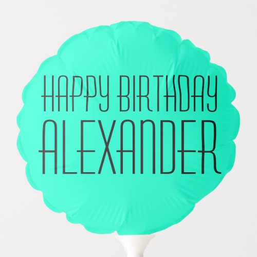 Teal Personalized Happy Birthday Balloon