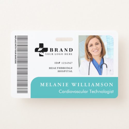 Teal Personalized Medical Employee Photo ID  Logo Badge