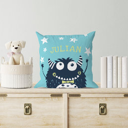 Teal | Personalized Monster Throw Pillow