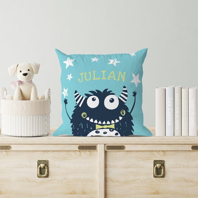 Teal | Personalized Monster Throw Pillow (Creator Uploaded)