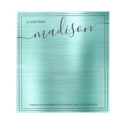 Teal Personalized Name  From The Desk Of Notepad