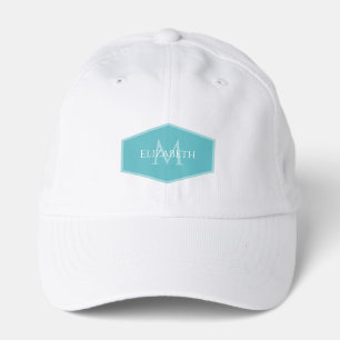 Teal Personalized Name Initial Monogrammed Performance Cap