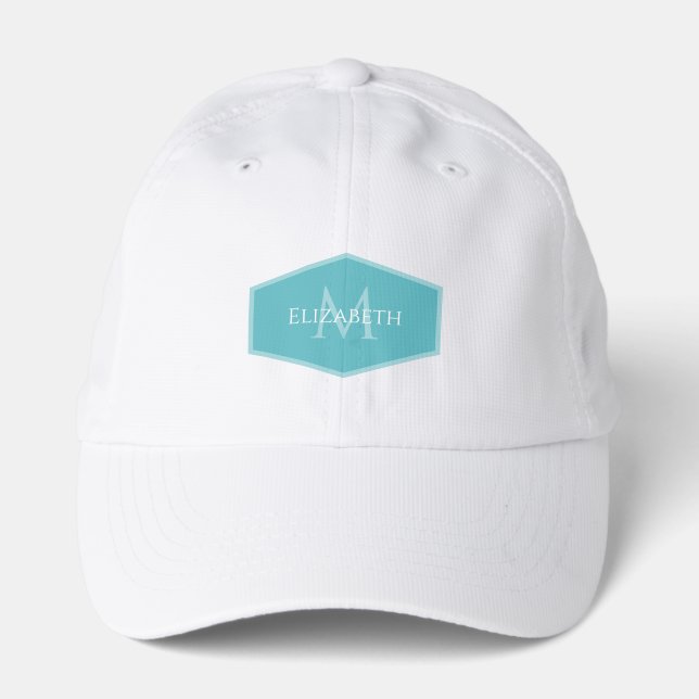 Teal Personalized Name Initial Monogrammed Performance Cap (Front)