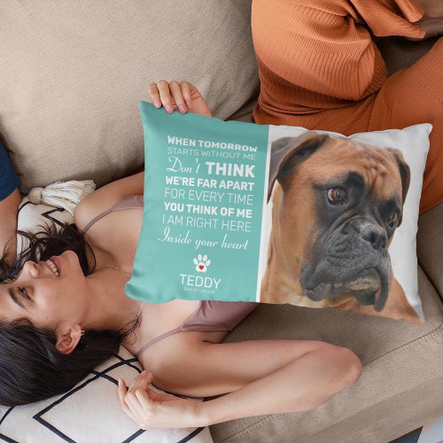 Teal Pet Memorial  Remembrance Dog Keepsake Accent Pillow