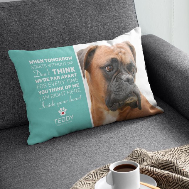 Teal Pet Memorial | Remembrance Dog Keepsake Accent Pillow (Creator Uploaded)