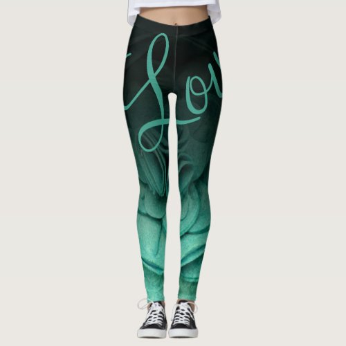 Teal Petals Leggings