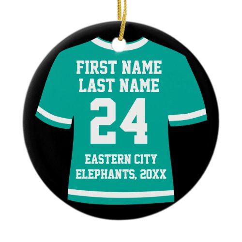 Teal Photo Football Soccer Hockey Sports Jersey Ceramic Ornament