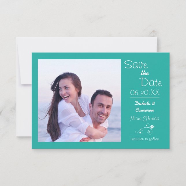 Teal Photo Horizontal - 3x5 Save the Date (Front)