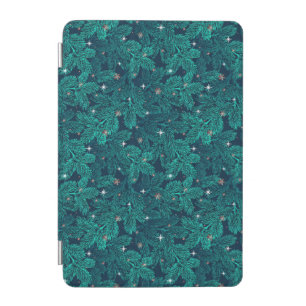 Teal Pine Branches With White Snowflakes iPad Mini Cover
