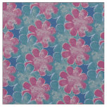 Teal Pink and Blue Flowers Fabric
