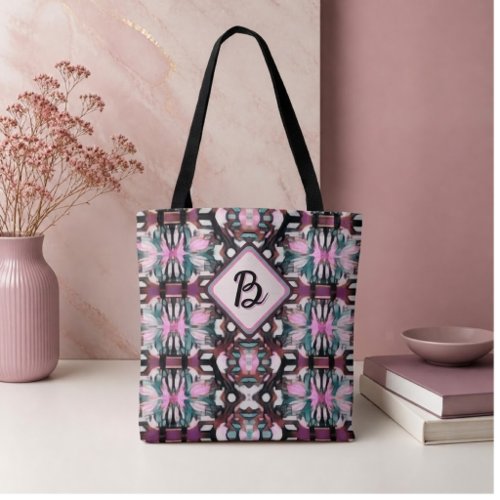 Teal, Pink and Brown Connecting Mandalas  Tote Bag
