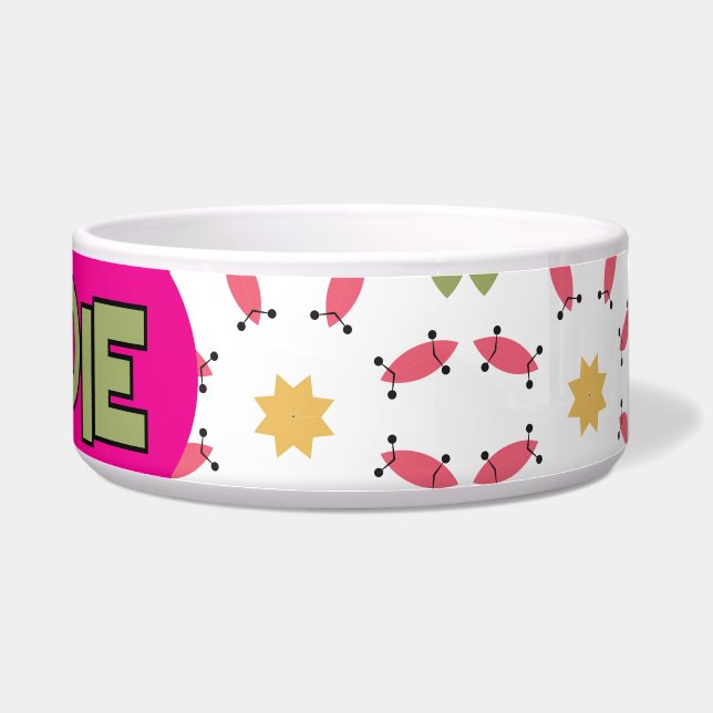 Teal Pink and Gold Boho Geometric Pattern Bowl (Right)