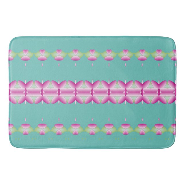 Teal Pink and Green Patterned Mat (Front)