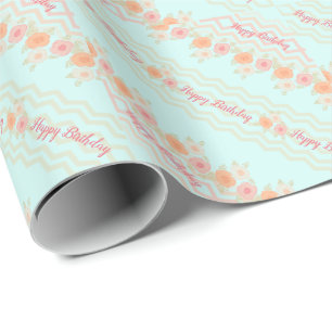 Teal Pink And Peach Wrapping Paper