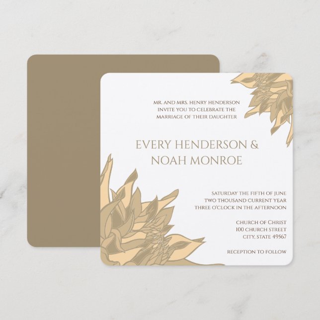 Teal Pink Beeswax Yellow Coral Floral Invites (Front/Back)