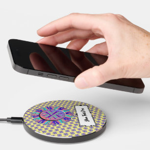 Teal-Pink-Blue Clover Ribbon by Kenneth Yoncich Wireless Charger