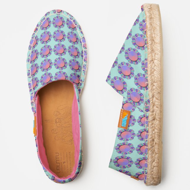 Teal-Pink-Blue Disc Ribbon by Kenneth Yoncich Espadrilles (Side)