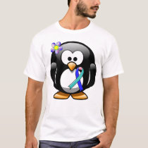 Teal/Pink/Blue Ribbon Penguin T-Shirt