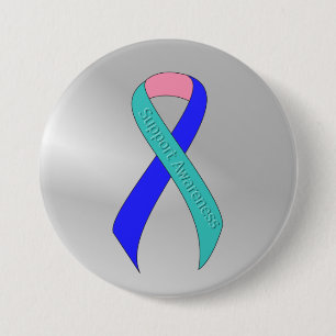 Teal/Pink/Blue Ribbon Support Awareness Button
