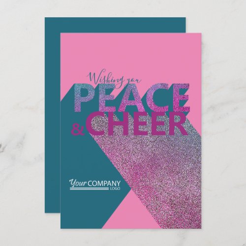 Teal  Pink Business Holiday Card