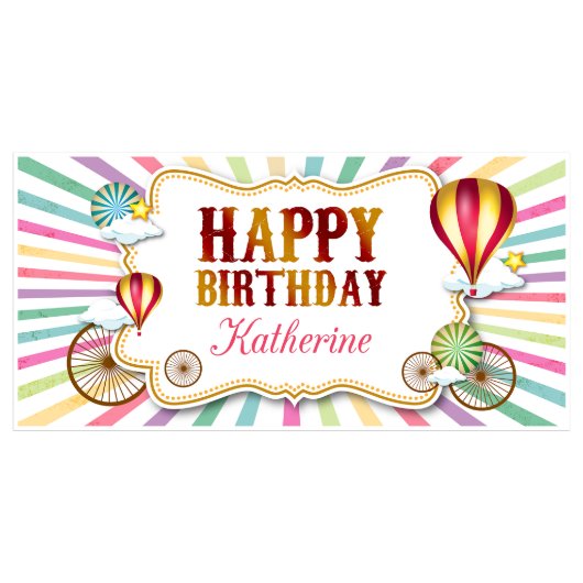 Teal Pink Circus Birthday Banner Party Decor (Front)