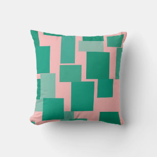 Teal Pink Color Block Pattern Modern Abstract Throw Pillow