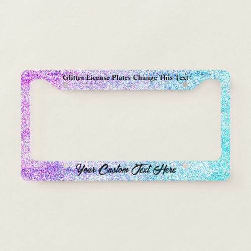 Teal Pink Elegant Sparkle Bling License Plate Frame