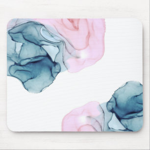 Teal & Pink Ethereal Inky Fantasy Trendy Glam Mouse Pad