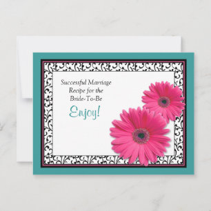 Teal Pink Gerbera Successful Marriage Recipe Card
