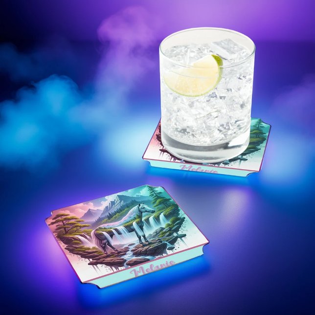 Teal Pink Horse Mountain Waterfall Coaster (Creator Uploaded)