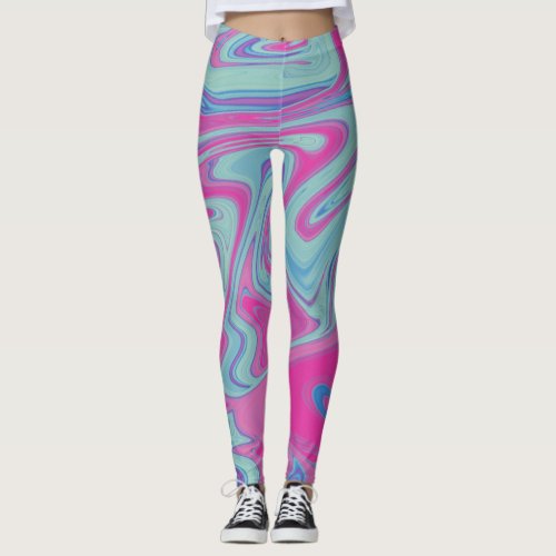 Teal  Pink Liquid Leggings