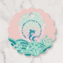 Teal Pink Mermaid Ocean Waves Birthday Thank You