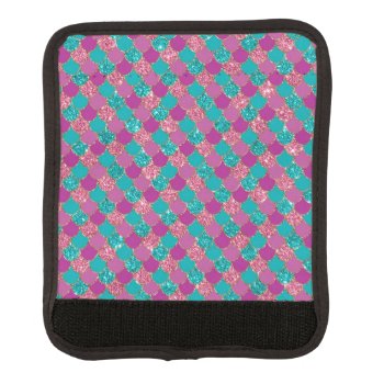 Teal & Pink Mermaid Patterned Luggage Handle Wrap by JLBIMAGES at Zazzle