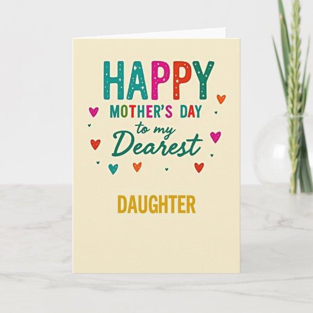 Teal Pink Mothers Day Message Card (Front)
