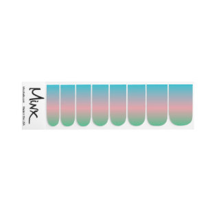 Teal Pink Ombre Spring Nail Wraps