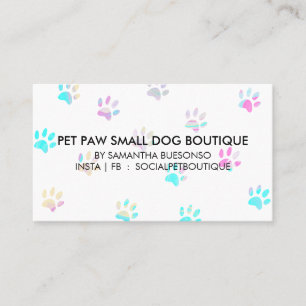 Teal pink paws boarding dogs pet grooming business card