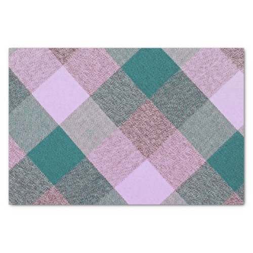 Teal Pink Plaid Modern Scandinavian Tissue Paper