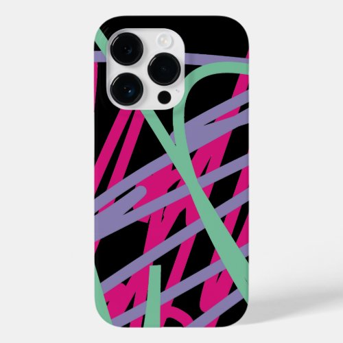 Teal Pink Purple 80s Festive Pattern Multicolor Case_Mate iPhone 14 Pro Case