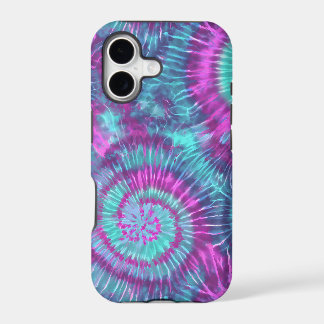 Teal Pink Purple Tie Dye Spiral iPhone 17 Case