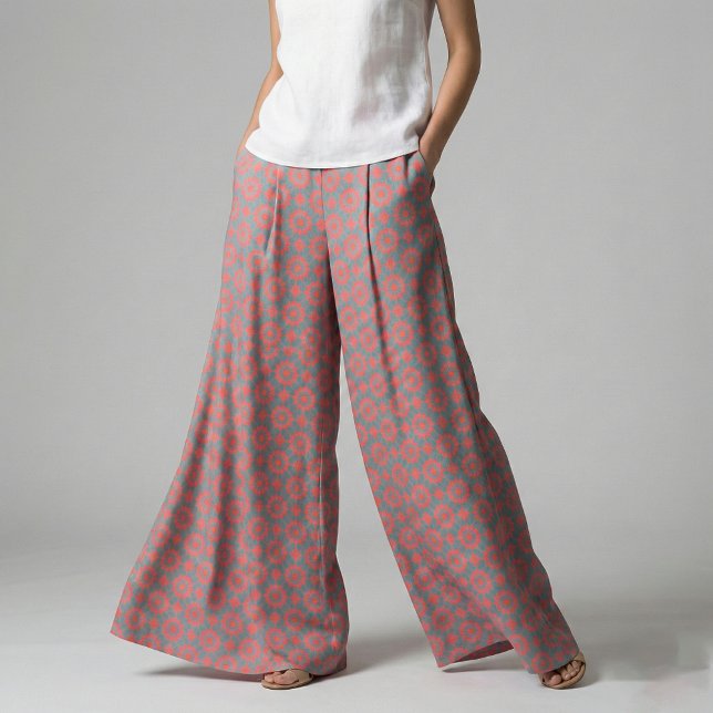 Teal Pink Red Geometric Mosaic Bohemian Pattern Fabric (Creator Uploaded)