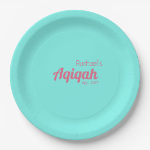 Teal Pink Solid Color Plain, Aqiqah Baby Shower Paper Plates