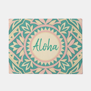 Teal & Pink Spring Garden  Doormat