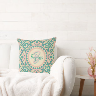 Teal & Pink Spring Garden Tote Throw Pillow