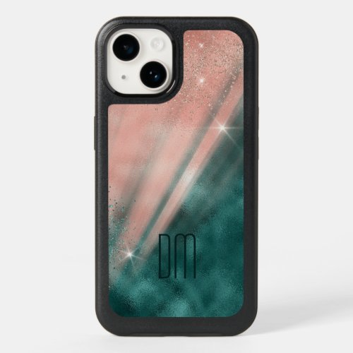 Teal Pink Star Light Show Monogram OtterBox iPhone 14 Case